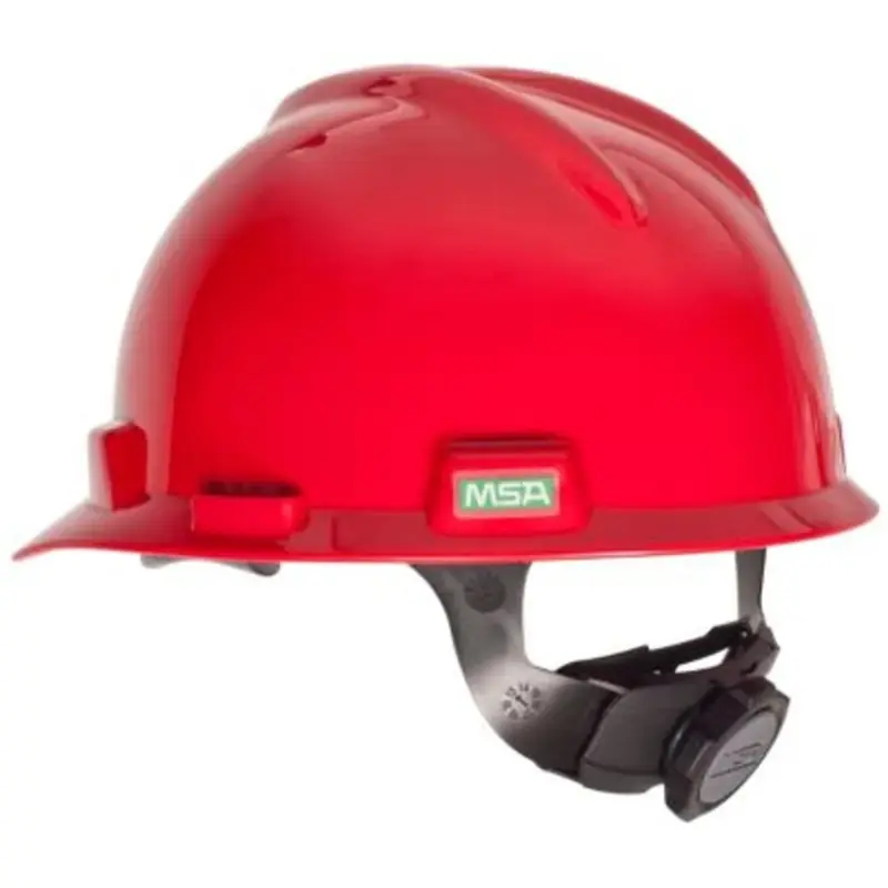 MSA V-Gard Red Safety Helmet, Hard Hat Cap Style