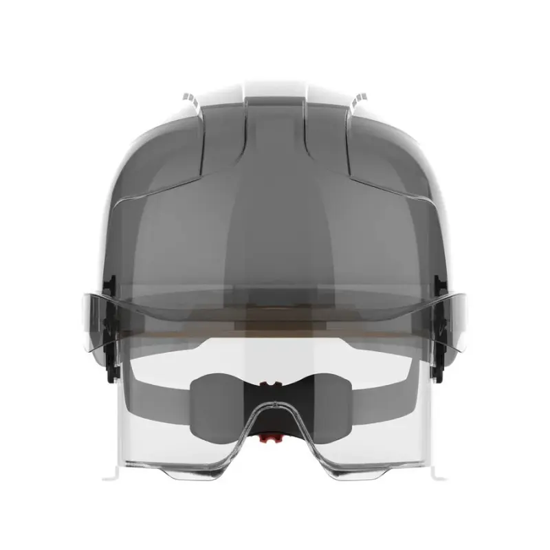 White Safety Helmet with Integrated Faceshield