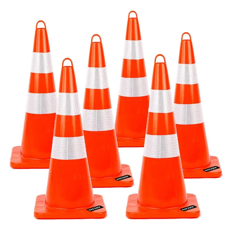 28 inch Traffic Safety Cones 6 pcs with Reflective Collars