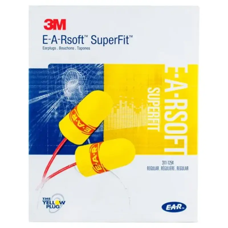 3M SuperFit Corded Earplugs with Poly Bag in Regular Size