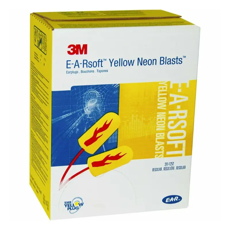 3M Yellow Neon Blasts Earplugs with Corded and Poly Bag