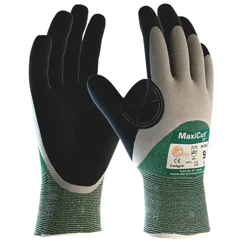 ATG MaxiCut Oil Cut Resistant CUT 3 Nitrile Palm Coating Work Gloves