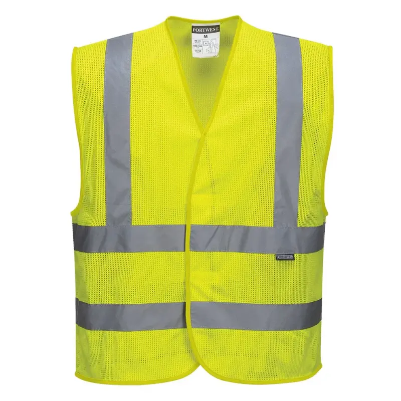 PORTWEST C370 Yellow High Visibility Vest Mesh Air Band and Brace Vest