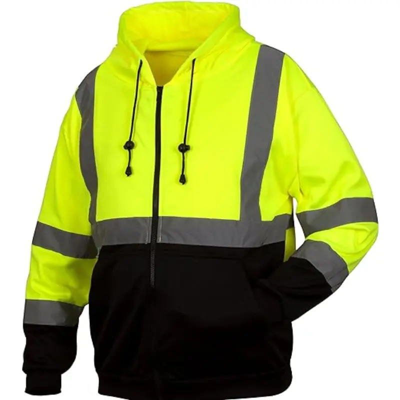 Pyramex Hi-Vis Lime Safety Zipper Sweatshirt